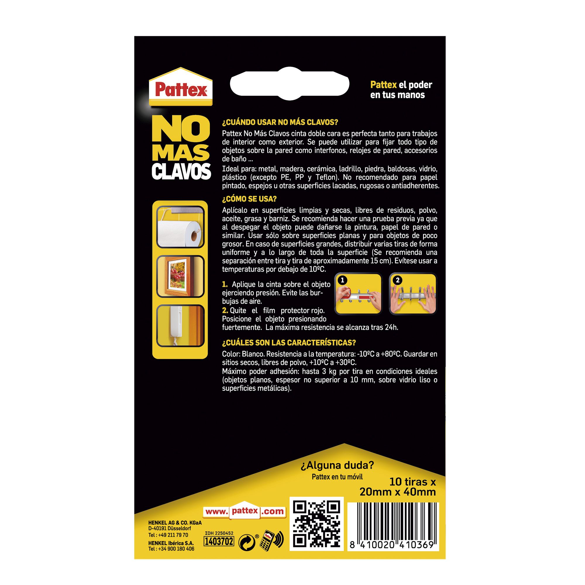 Pattex  Nmc Cinta Doble Cara Bl 10 tiras Prec.